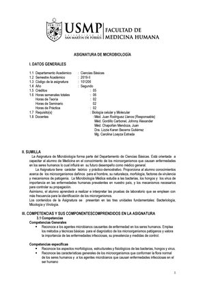 Silabo De Microbiologia 19 Ii 1 Studocu