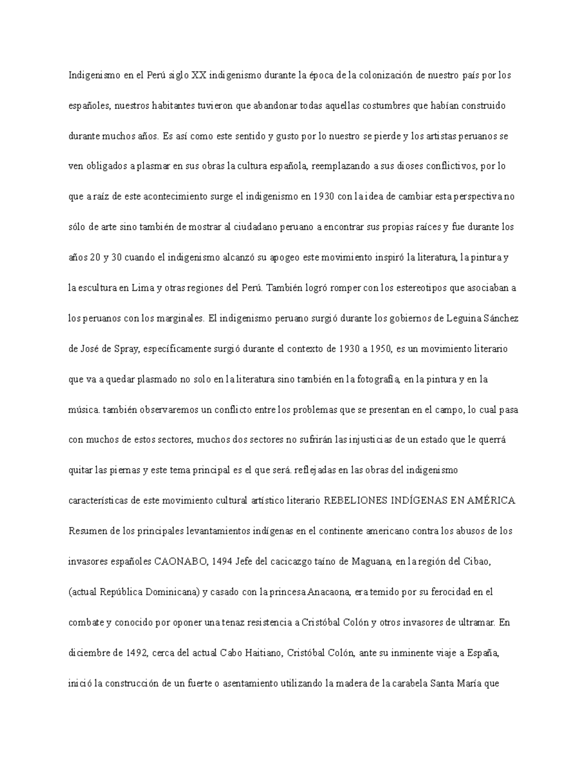 Desarrollo De La Cultura Peruana Indigenismo En El Per Siglo XX