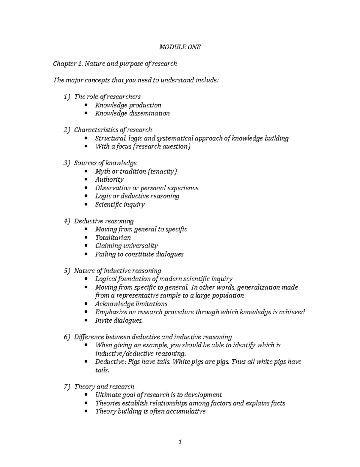 Review for Module 1 - MODULE ONE Chapter 1. Nature and purpose of ...