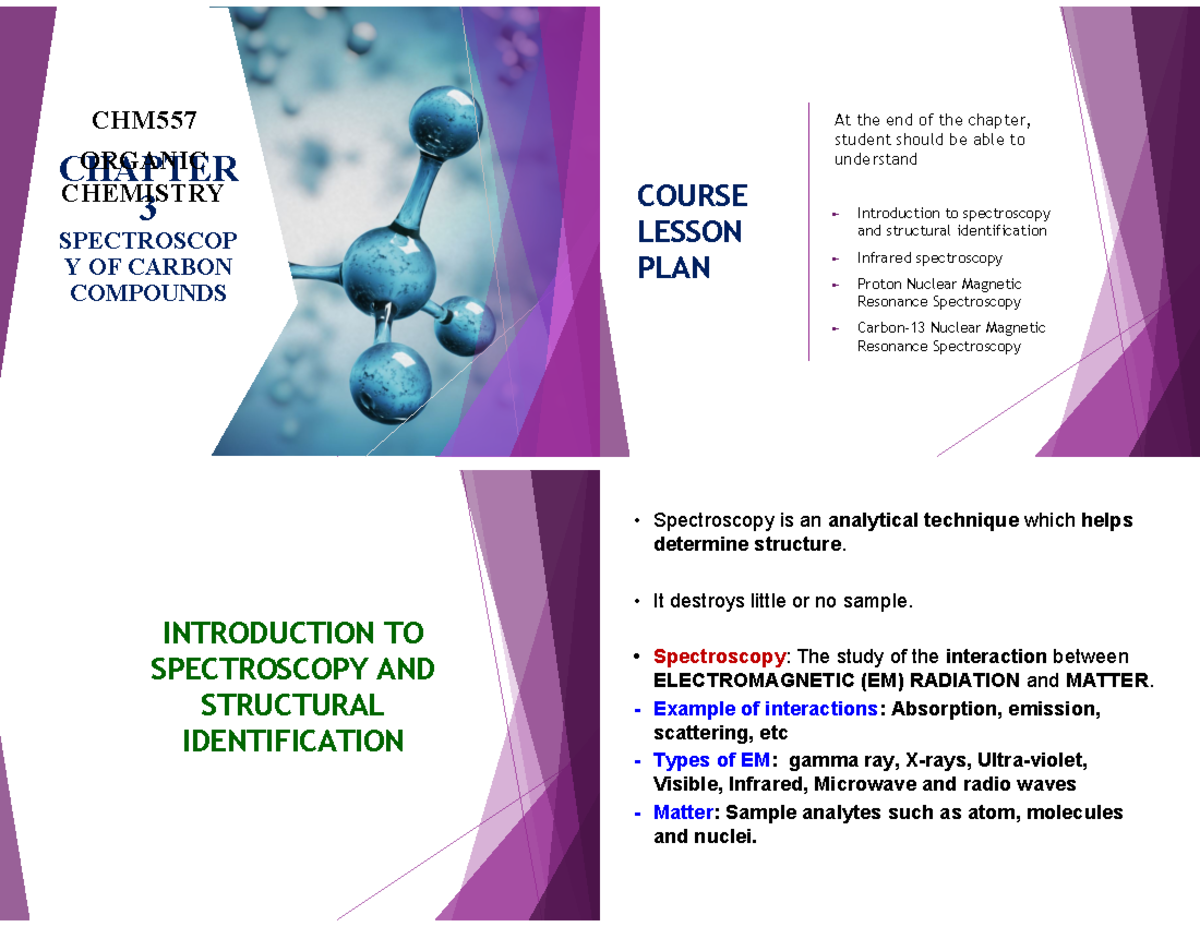 CHAP 3 CHM557 - NOTES - CHAPTER 3 SPECTROSCOP Y OF CARBON COMPOUNDS CHM ...