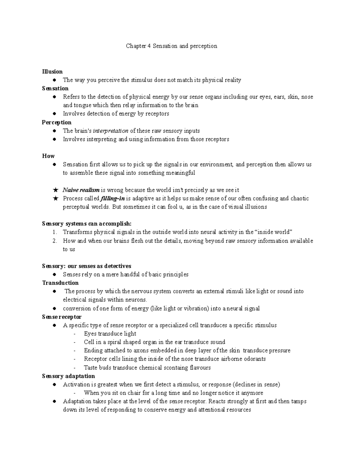 Chapter 4 Sensation And Perception - Chapter 4 Sensation And Perception ...