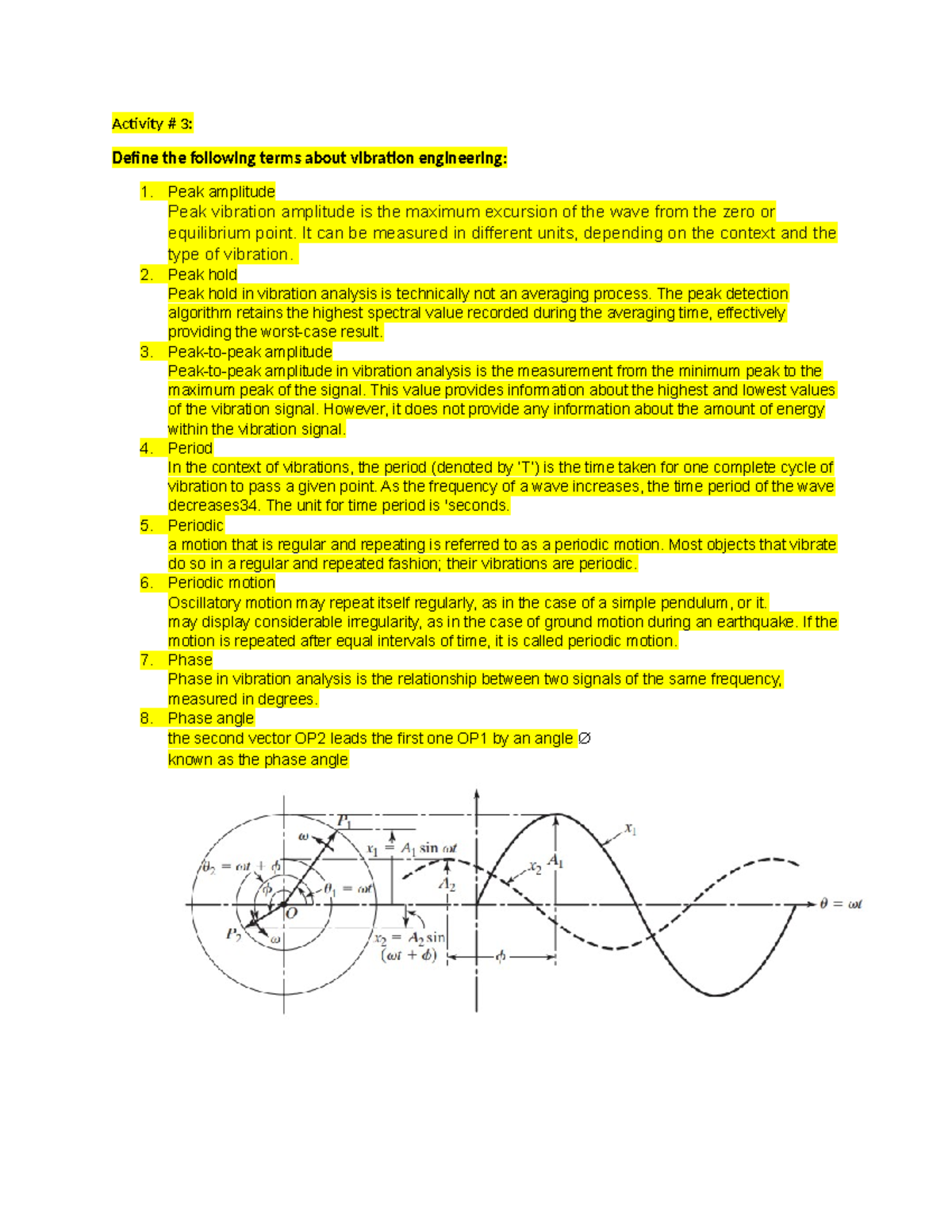 Activities, lesson and summaries of lecture on Vibration Engineering ...