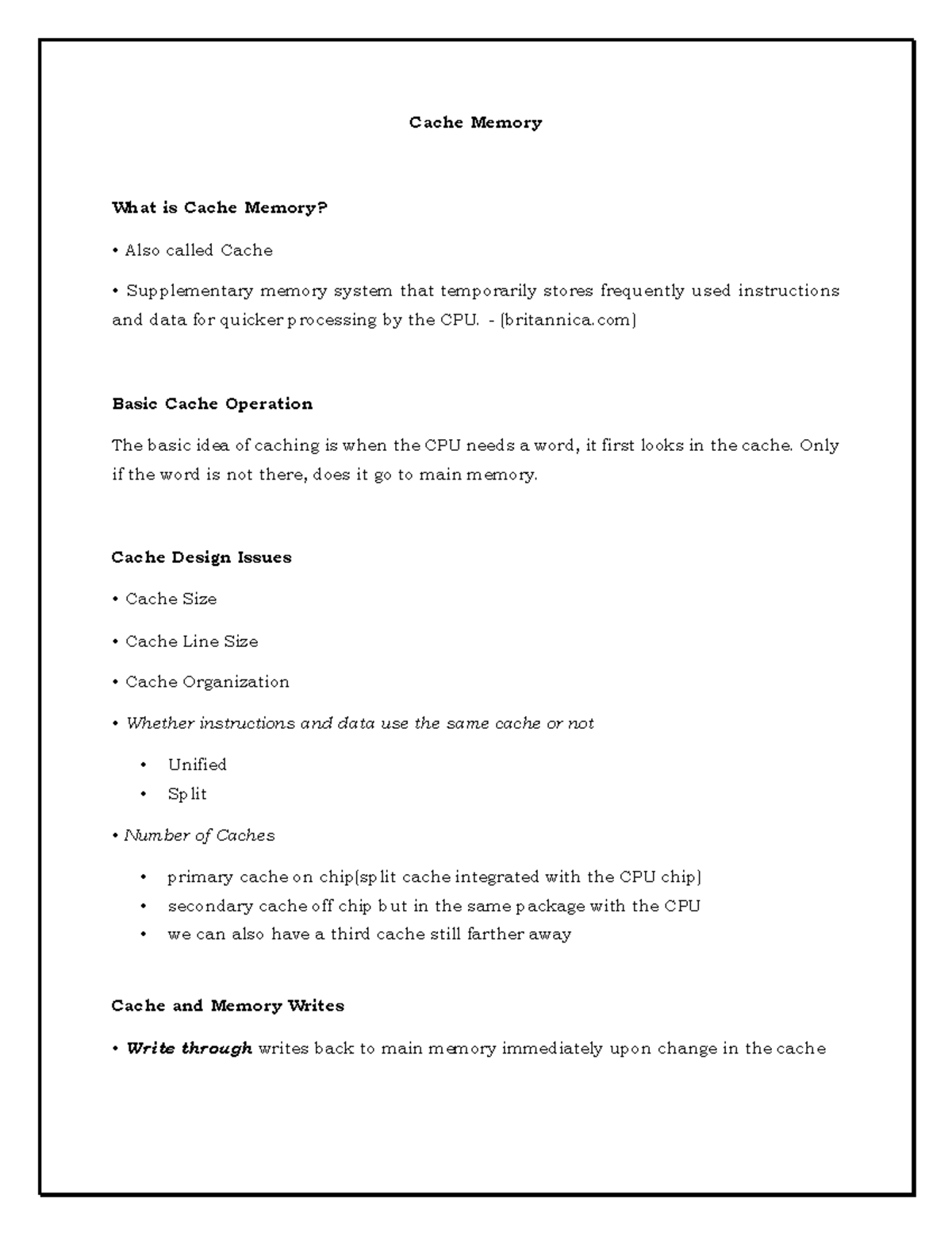 cache-memory-comsci-1210-computer-organization-cache-memory-what