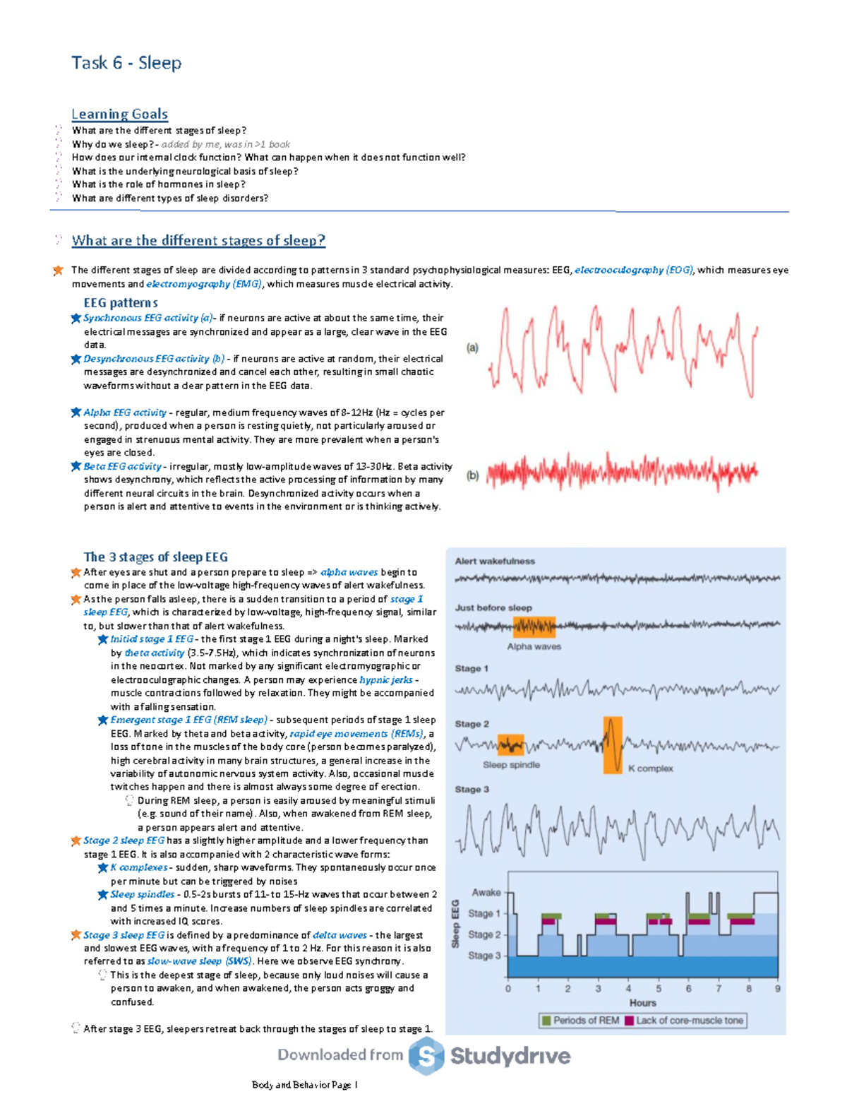 Task 6 - Sleep - What are the different stages of sleep? The different ...
