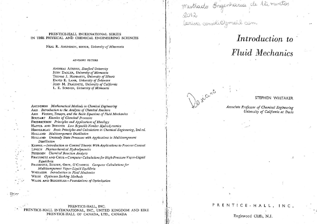 Whitaker, S. Introduction to Fluid Mechanics - Mecânica dos Materiais ...