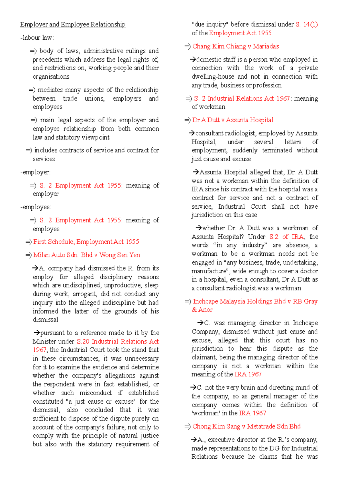 Chapter 1 (Employer and Employee Relationship) - Employer and Employee ...