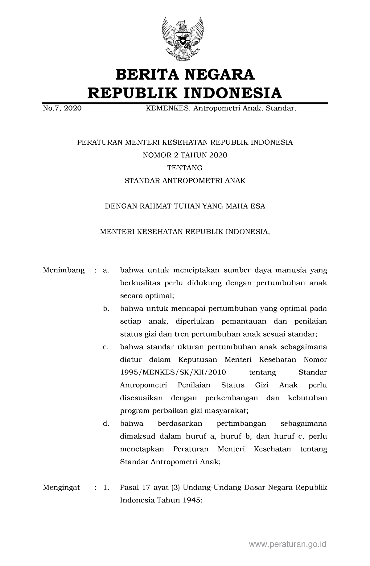 Standar B ERAT B ADAN - BERITA NEGARA REPUBLIK INDONESIA No, 2020 ...