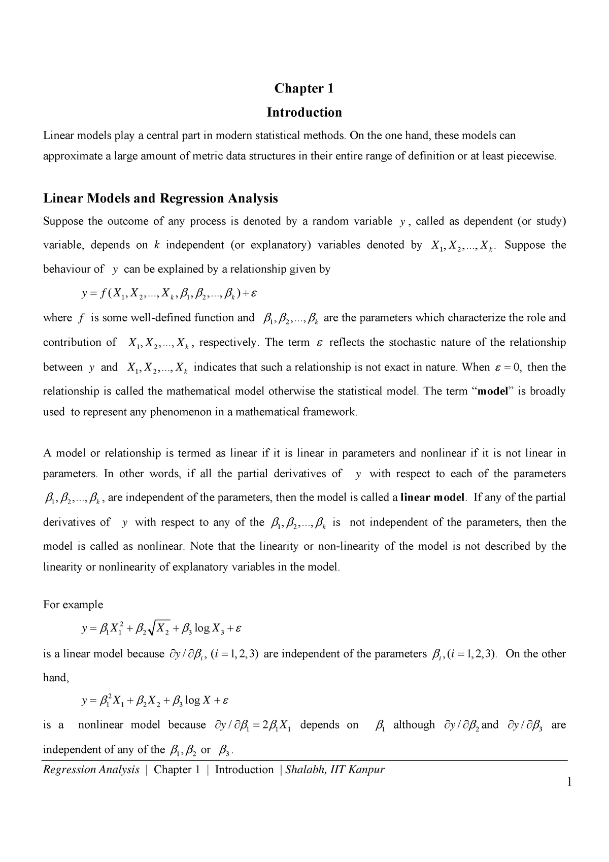 introduction to regression analysis research paper