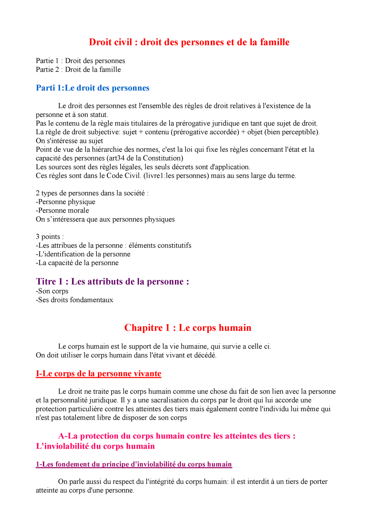 Droit Civil L1 S2 - Droit Civil : Droit Des Personnes Et De La Famille ...