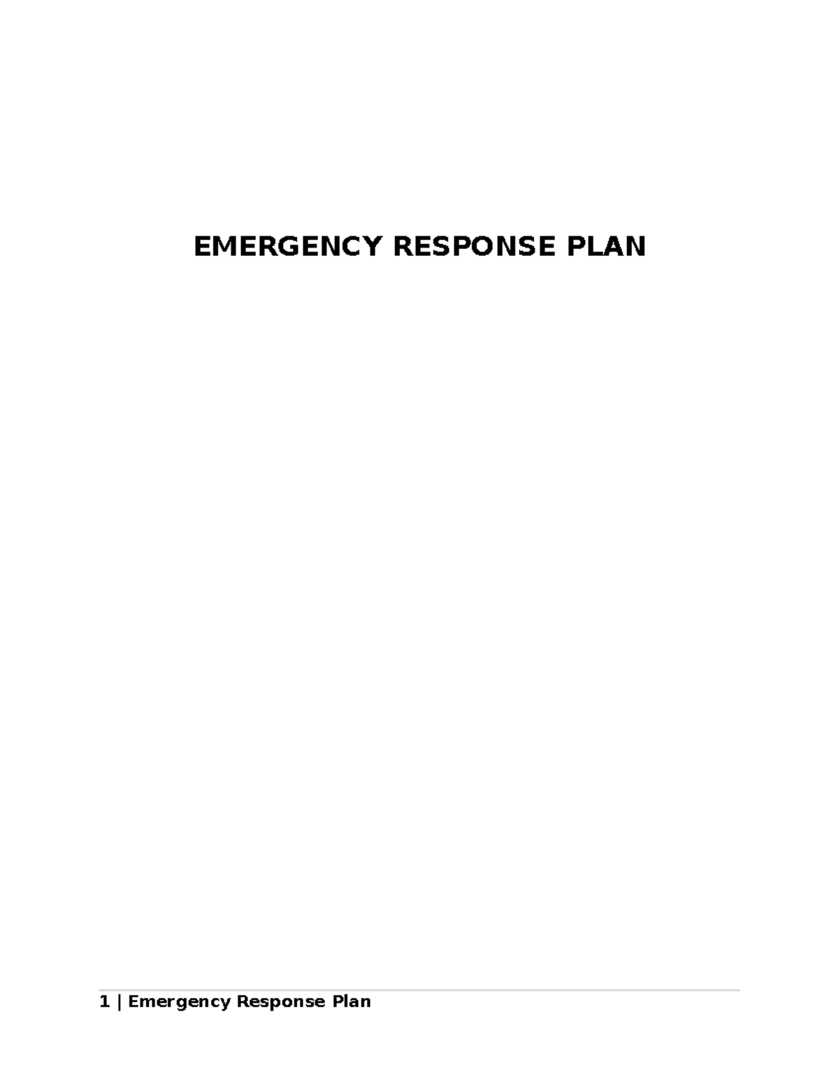 Emergency Response Plan v0 - EMERGENCY RESPONSE PLAN 0 Document Control ...