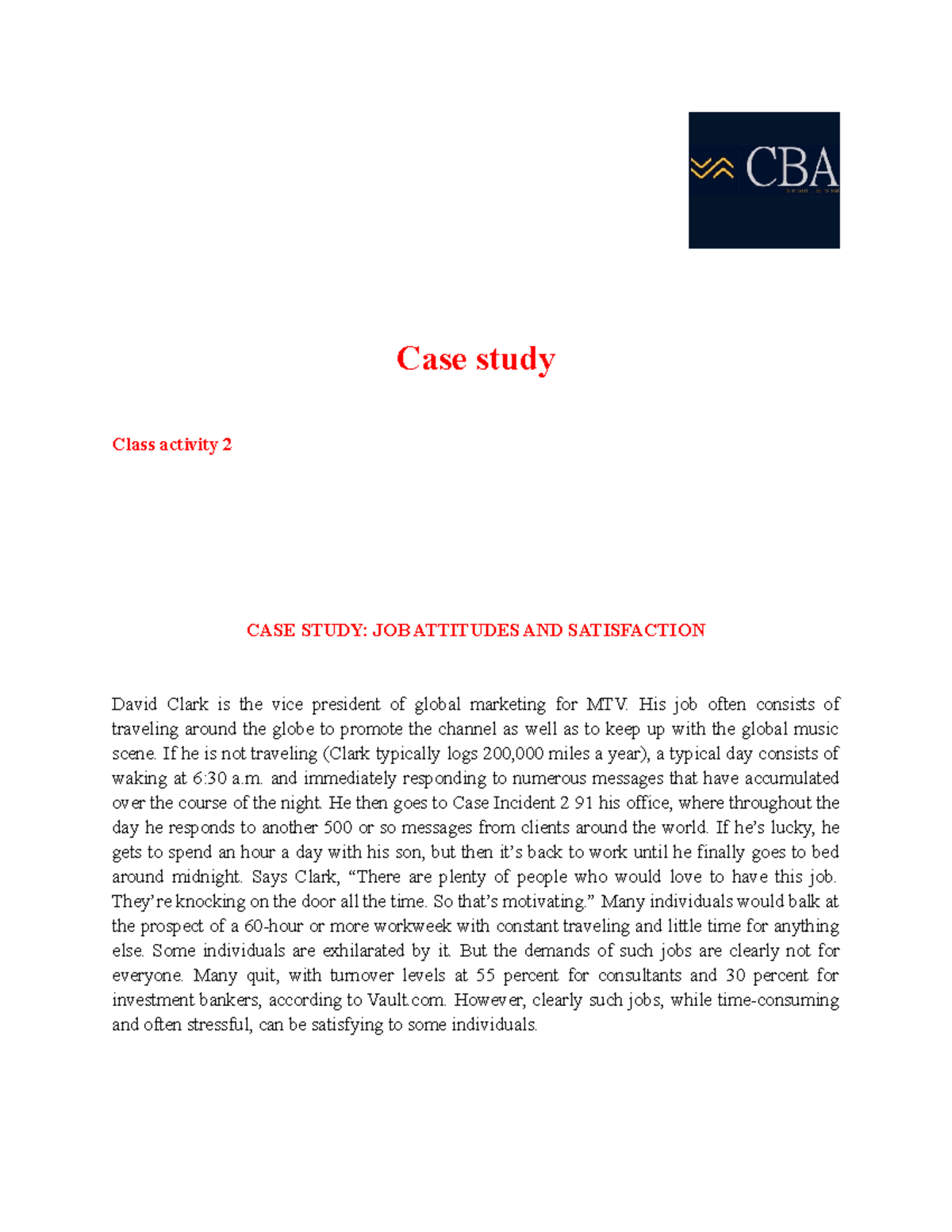 (HRM214) Human Resouce management Class Activity 2 - Case study Class ...