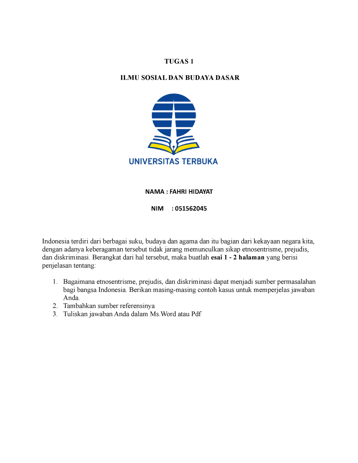 Tugas 1 ILMU Sosial DAN Budaya Dasar - TUGAS 1 ILMU SOSIAL DAN BUDAYA ...