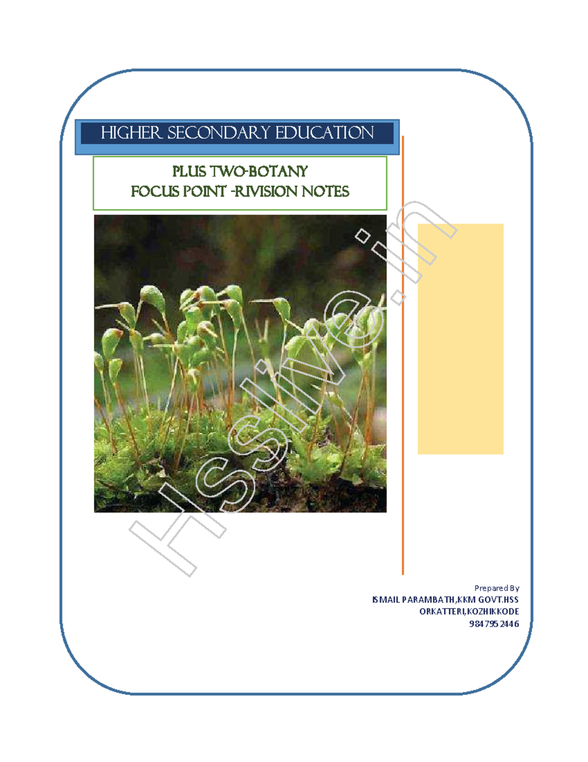 Hsslive xii botany quick notes bassed on focus area 2021 - PLUS TWO ...