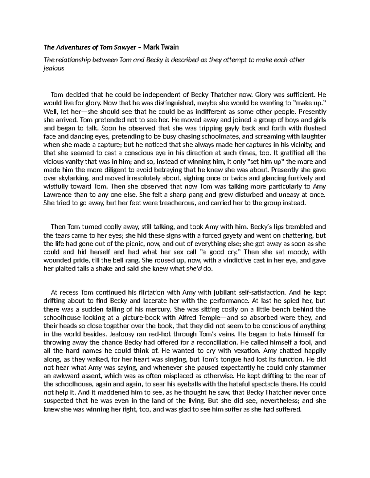 19th Century extracts Egnlish Language P1 - The Adventures of Tom ...