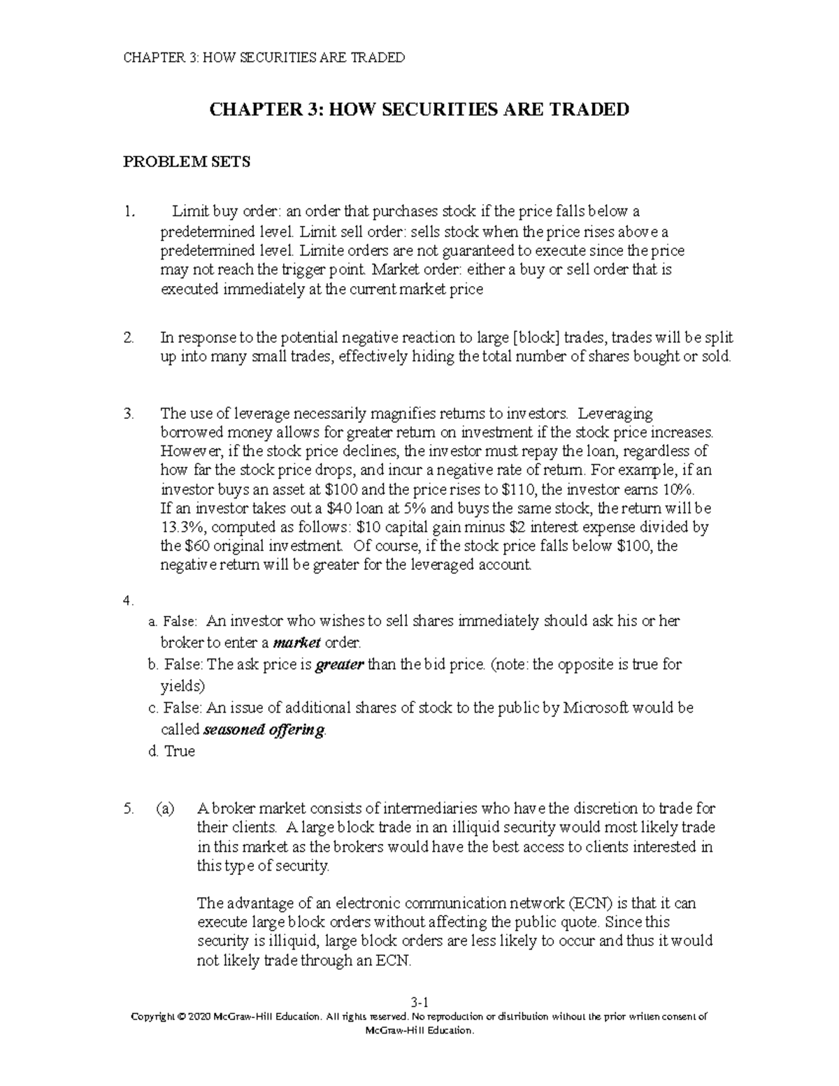 Investment by Bodie 12th edition Chapter 3 solution manual CHAPTER 3