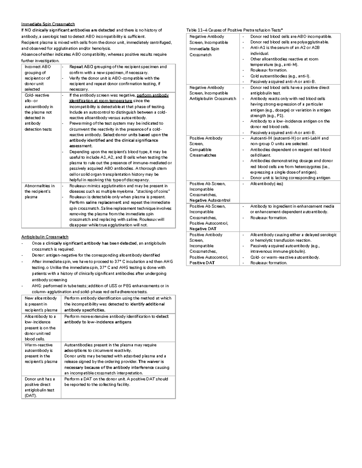 IMH Crossmatching - Immediate Spin Crossmatch If NO clinically ...