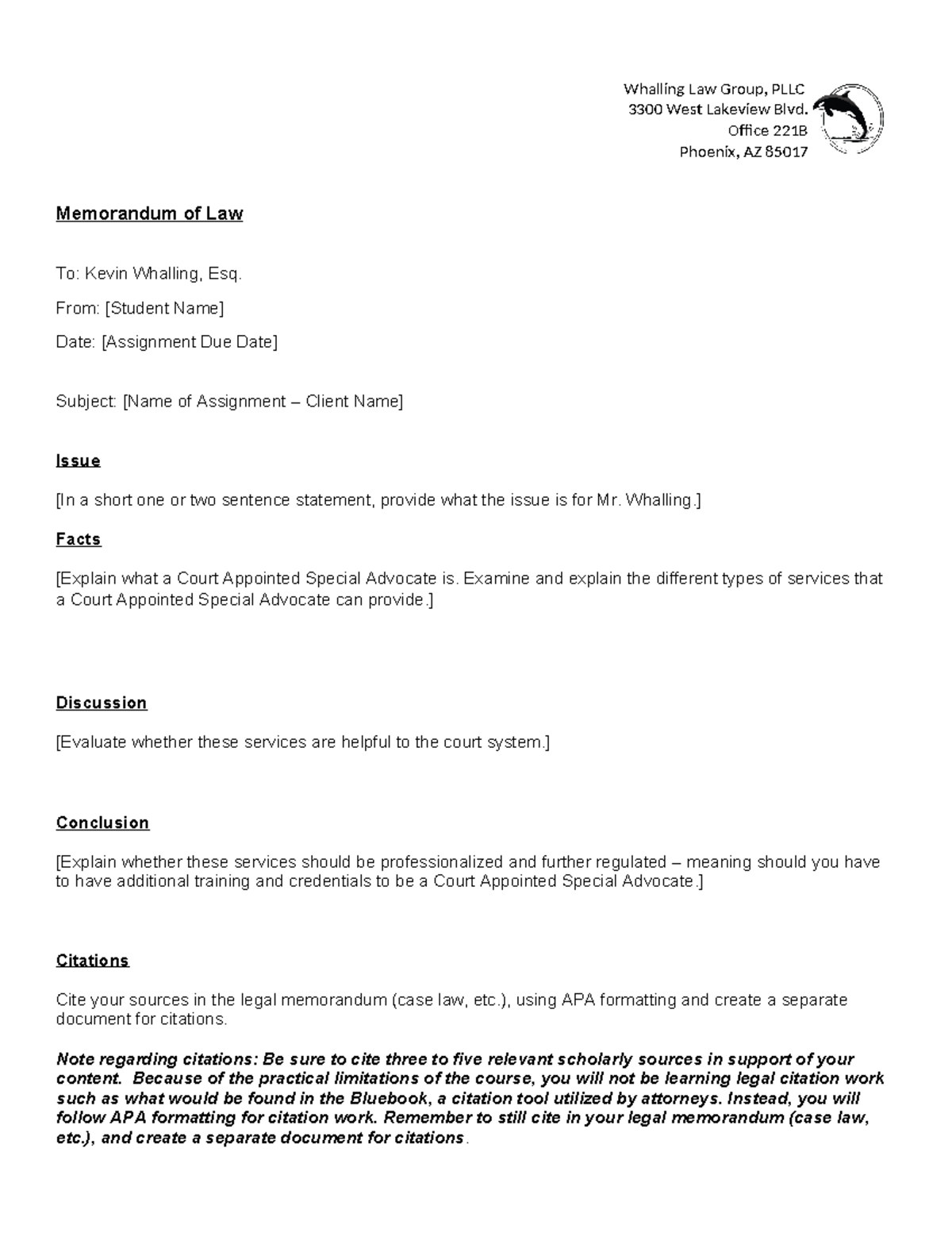 JUS325 T4 Memorandum of Law-3 - Whalling Law Group, PLLC 3300 West ...