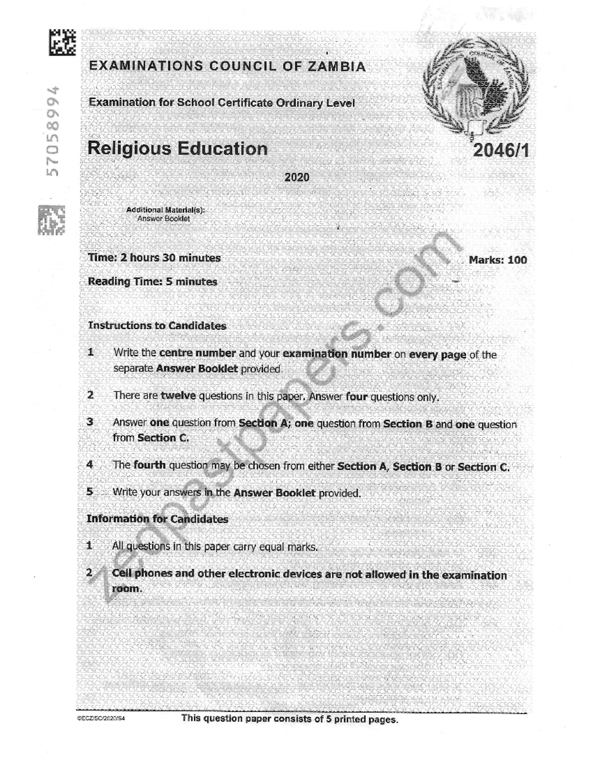 G12 RE p1 2020 internal - I like to study as soon as I will be given a ...