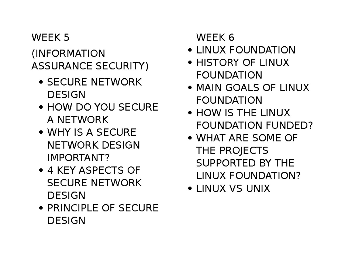 WEEK-5-6 - sdsagertr - WEEK 5 (INFORMATION ASSURANCE SECURITY) SECURE ...