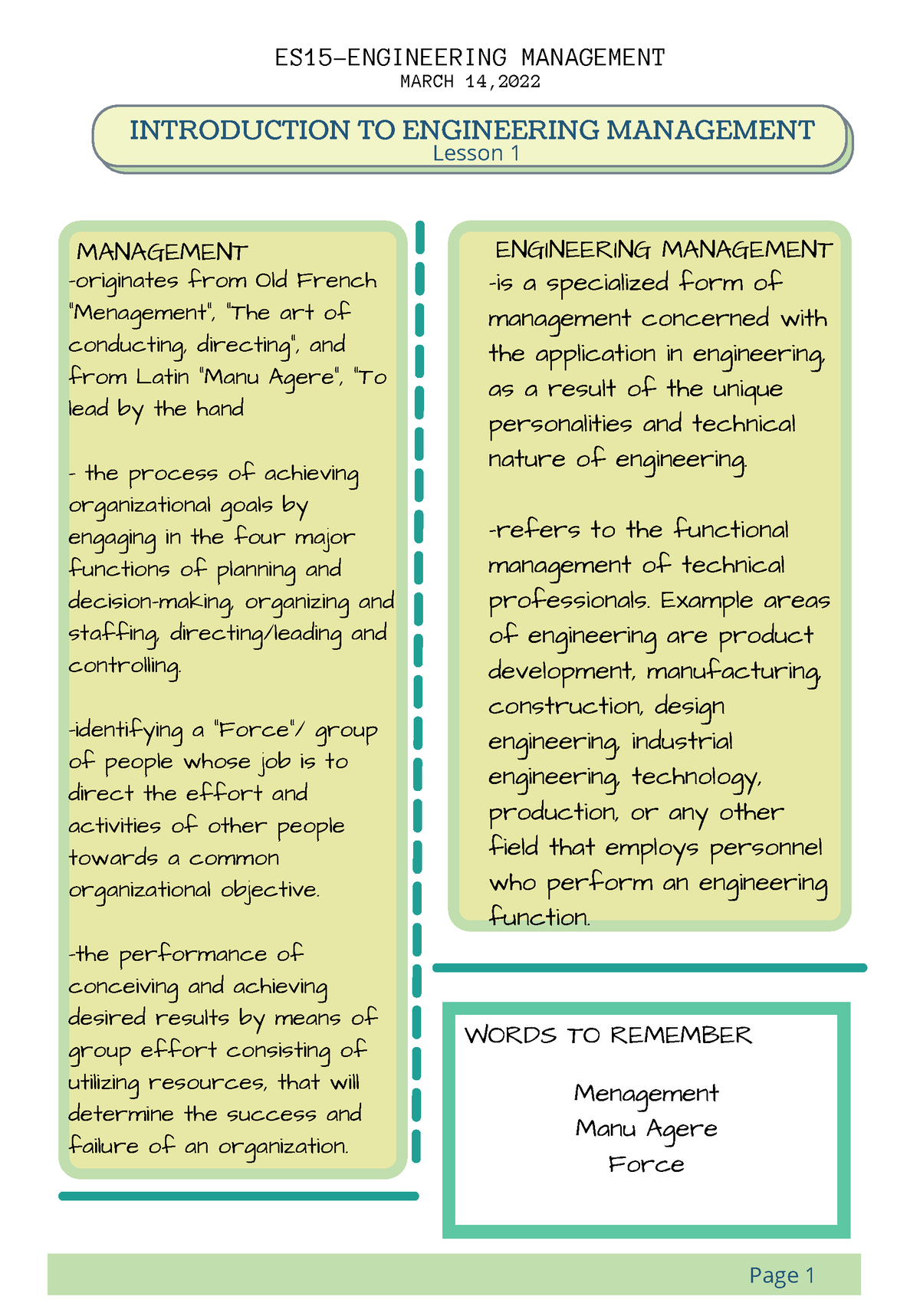 essay about engineering management