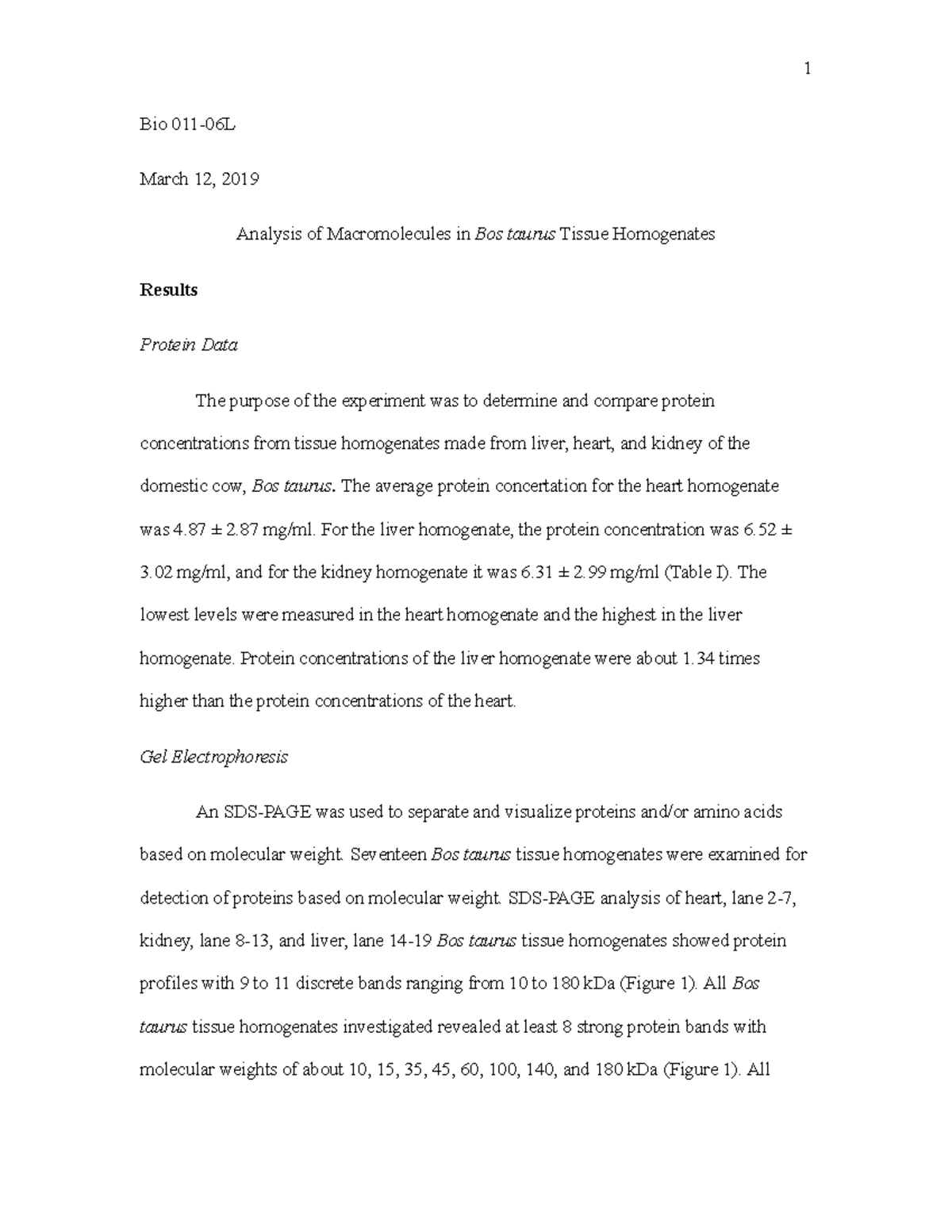 Laboratory Report (Auto Recovered) - 1 Bio 011-06L March 12, 2019 ...