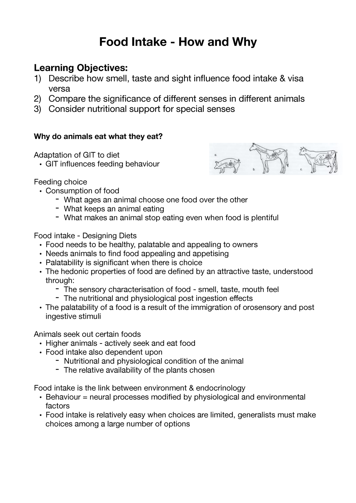 Food intake - Special Senses - Food Intake - How and Why Learning ...