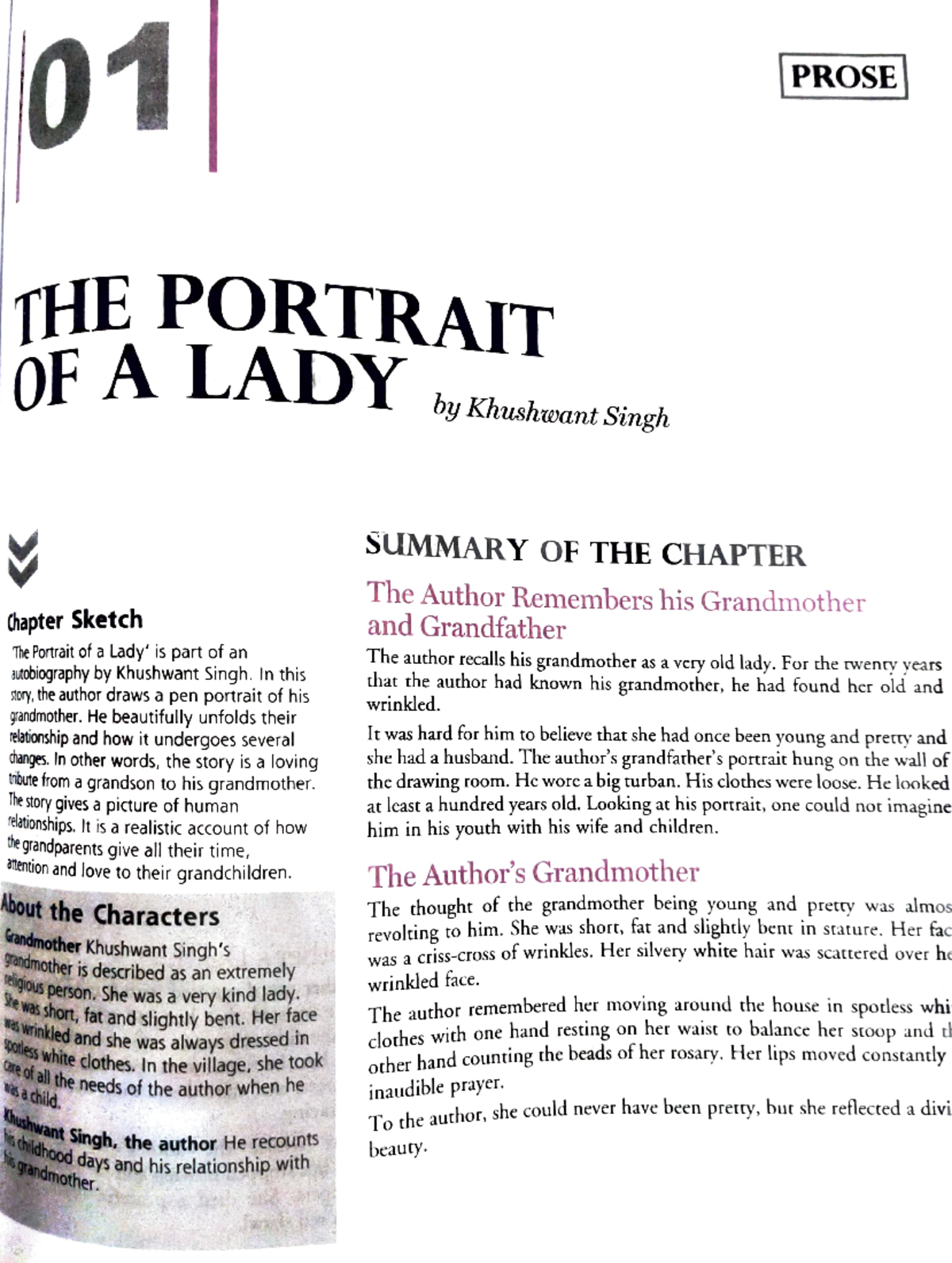 Portrait of a lady - \ PROSE \ f}IE PORTRAIT Of A LADY byKh~hwantSingh ...