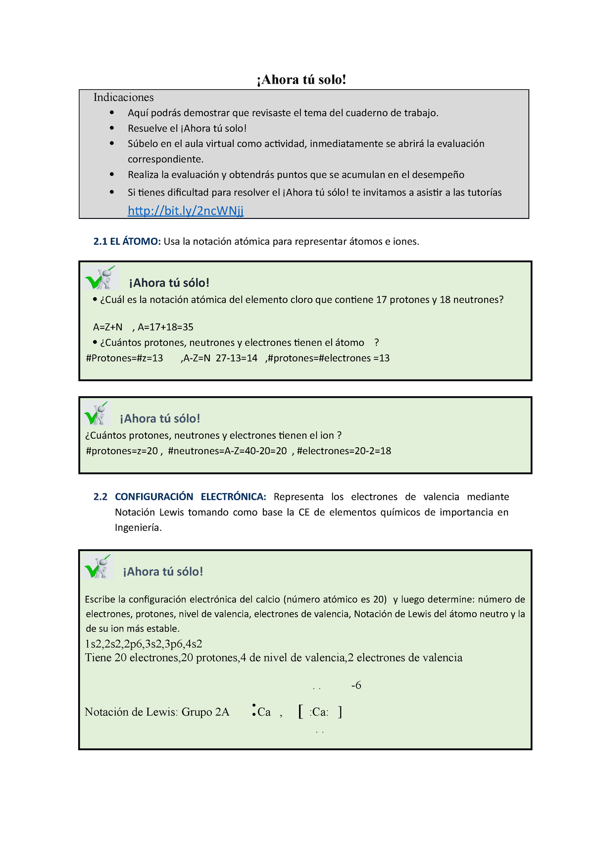 S02 Ahora Tú Solo Estructura Atómica ¡ahora Tú Solo Indicaciones