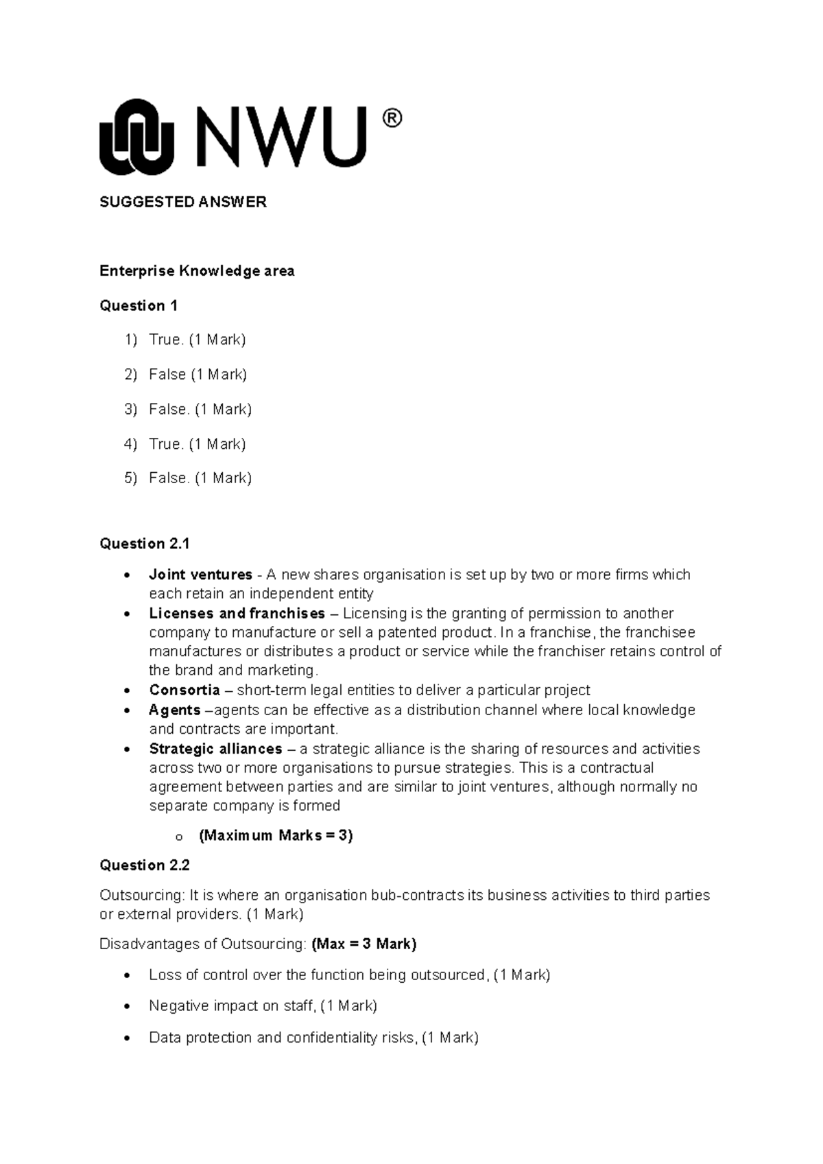 2nd+Opp+Exam+ Memorandum+2023 - SUGGESTED ANSWER Enterprise Knowledge ...