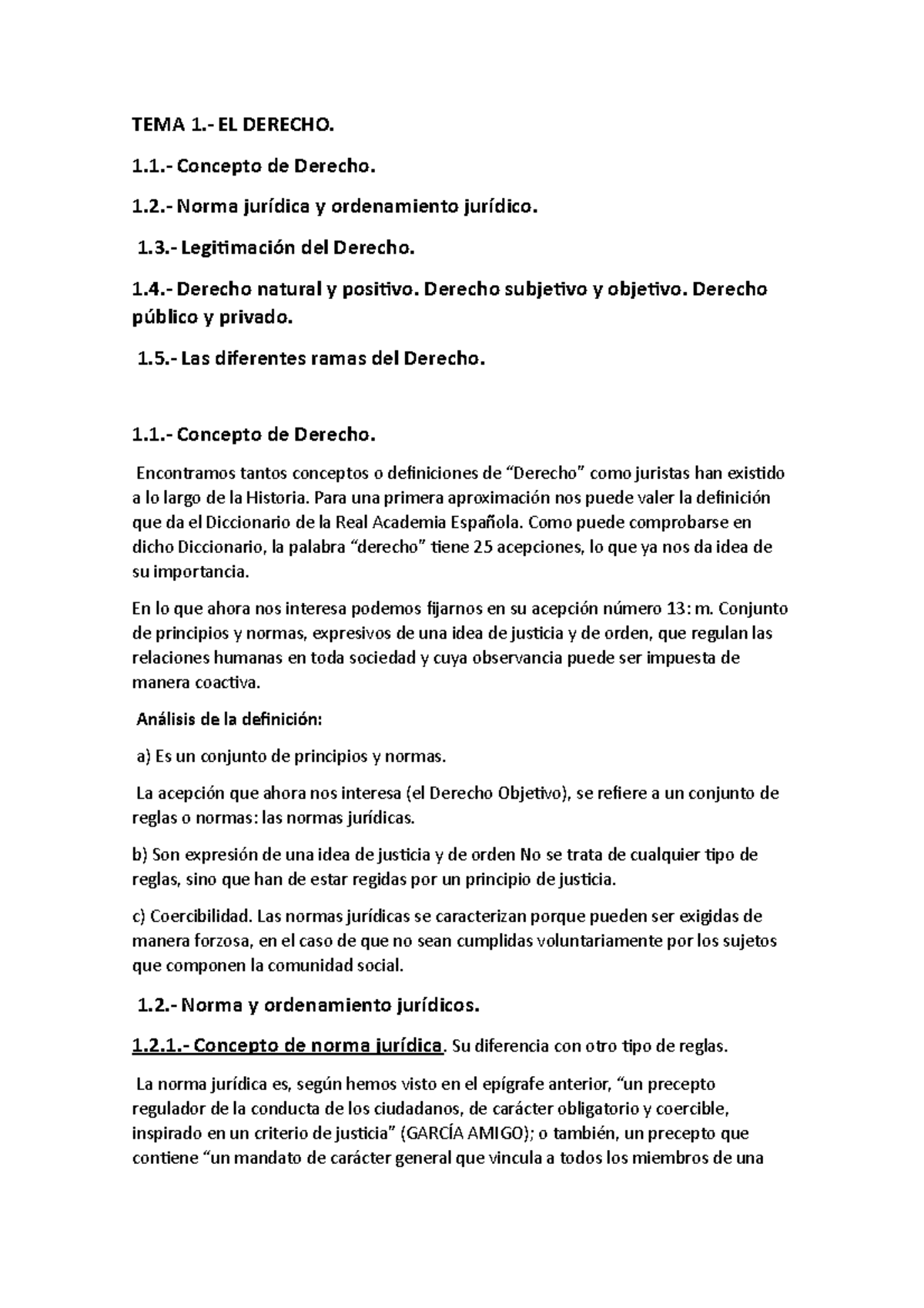 TEMA 1; EL Derecho - TEMA 1.- EL DERECHO. 1.- Concepto De Derecho. 1 ...