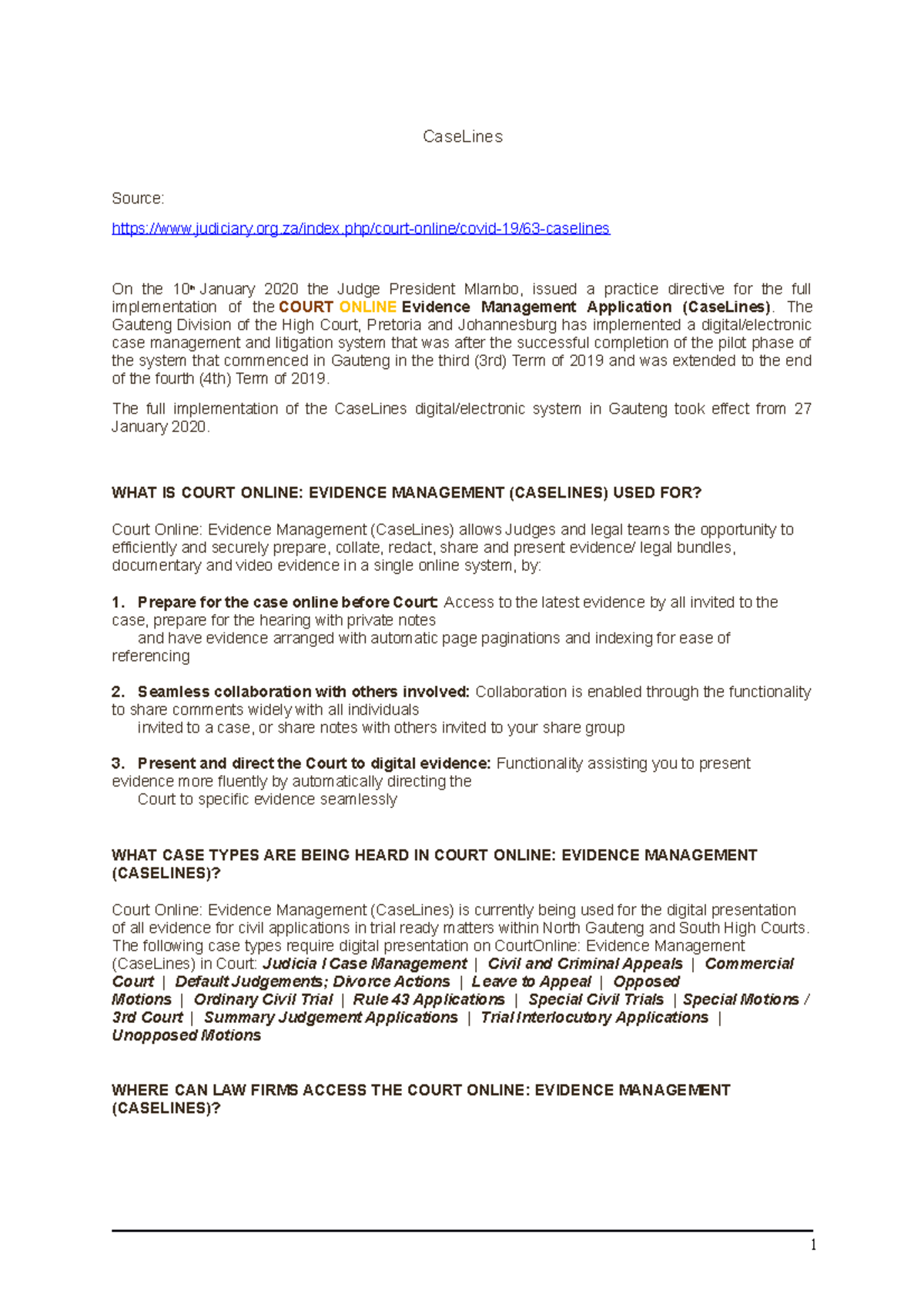 Case Lines Law of property cases summarised CaseLines Source On