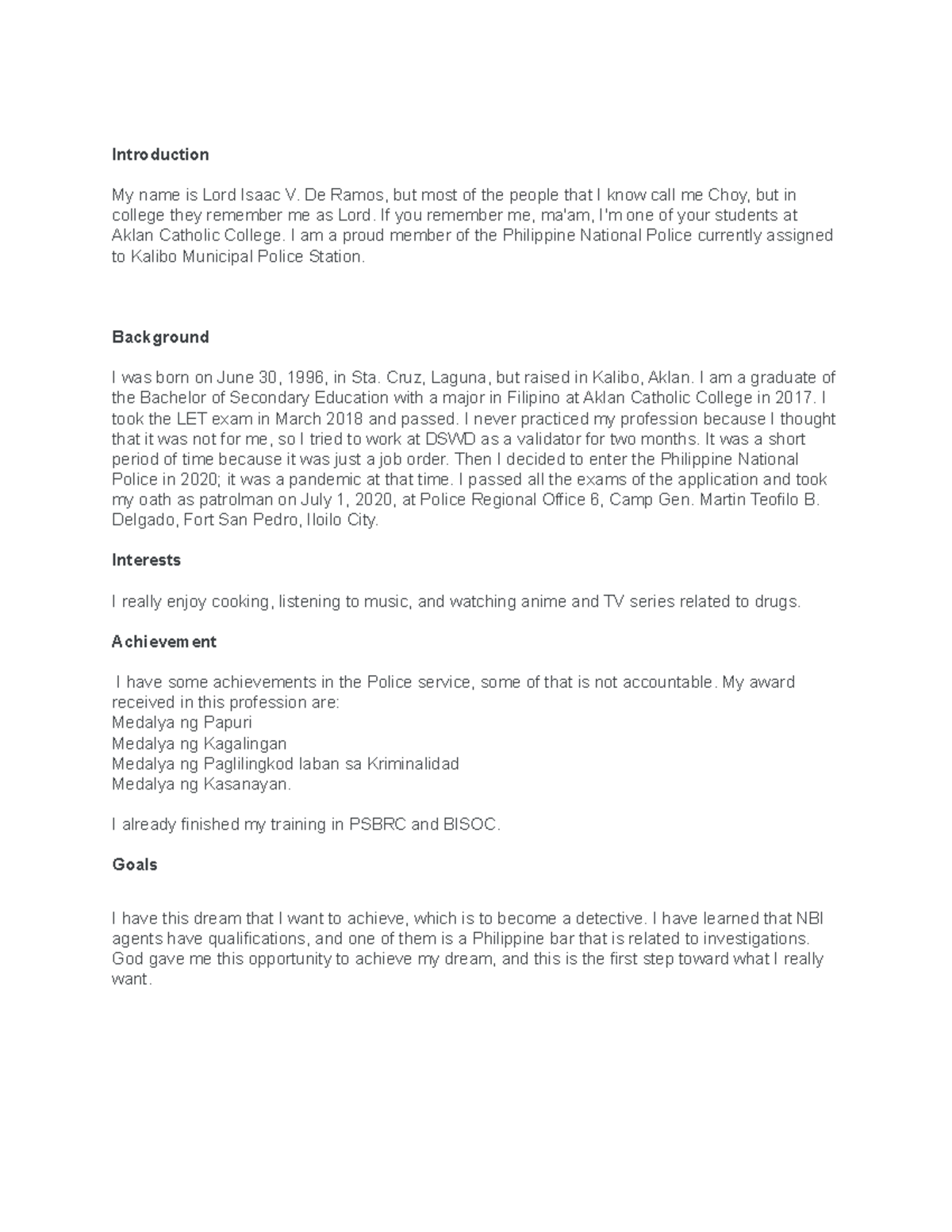Introduction - google classroom - Introduction My name is Lord Isaac V ...