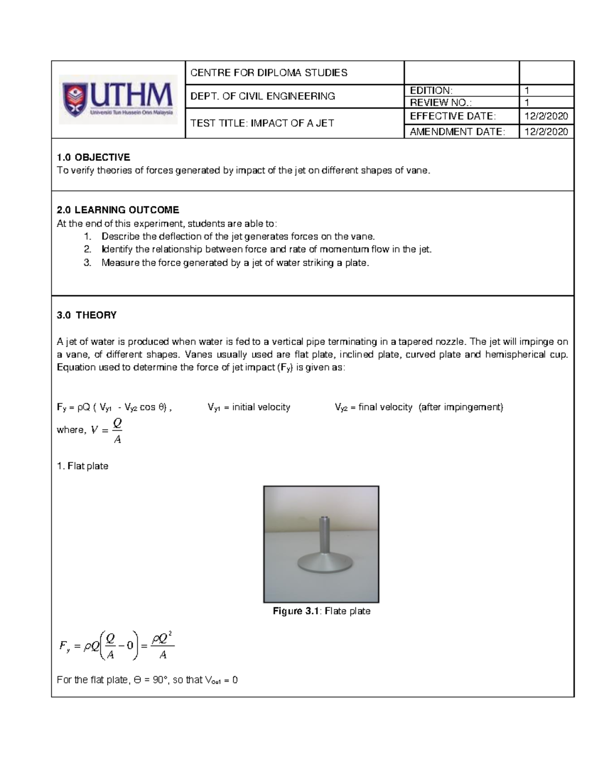 jet impact experiment lab report