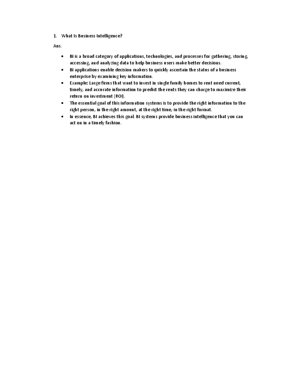 MIS UT2 QB Sol - Ut 1 - What Is Business Intelligence? Ans. BI is a ...