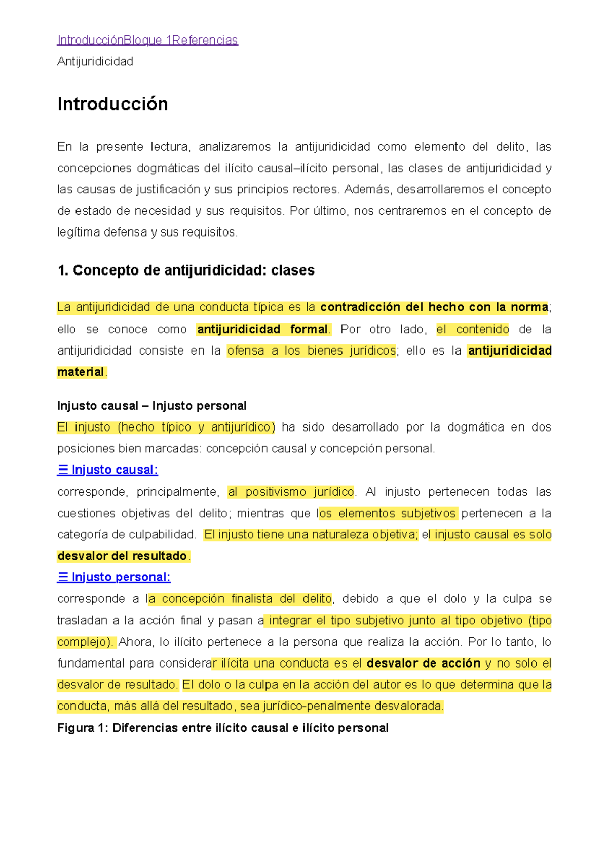 1. Antijuridicidad - Antijuricidad - IntroducciónBloque 1Referencias ...