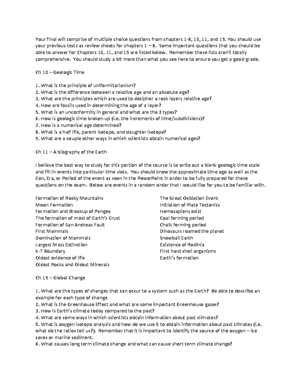 Final Exam Review Sheet (10,11,19) GEOG 101 Hunter College Studocu