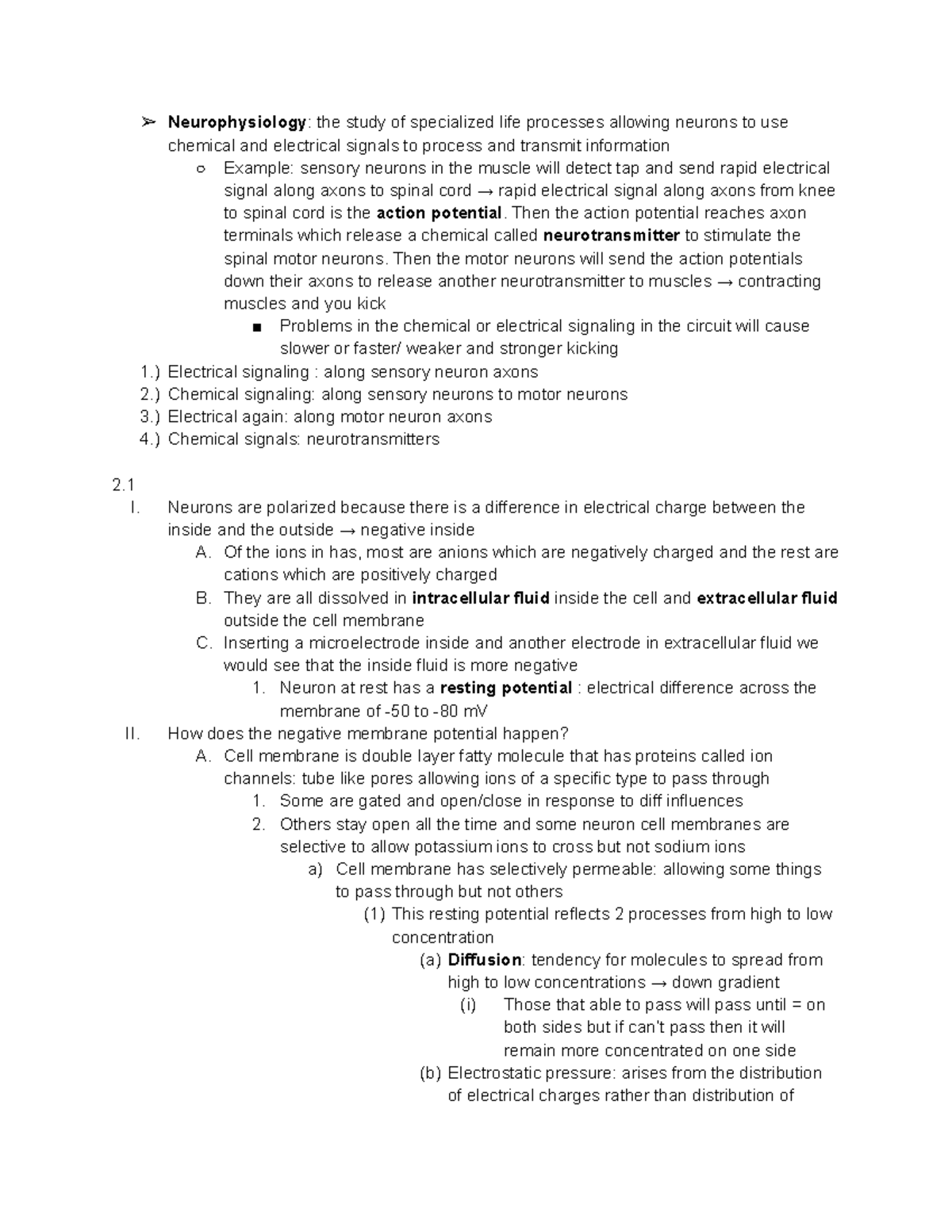 Neuro Summary Exam 1 - Neurophysiology : the study of specialized life ...