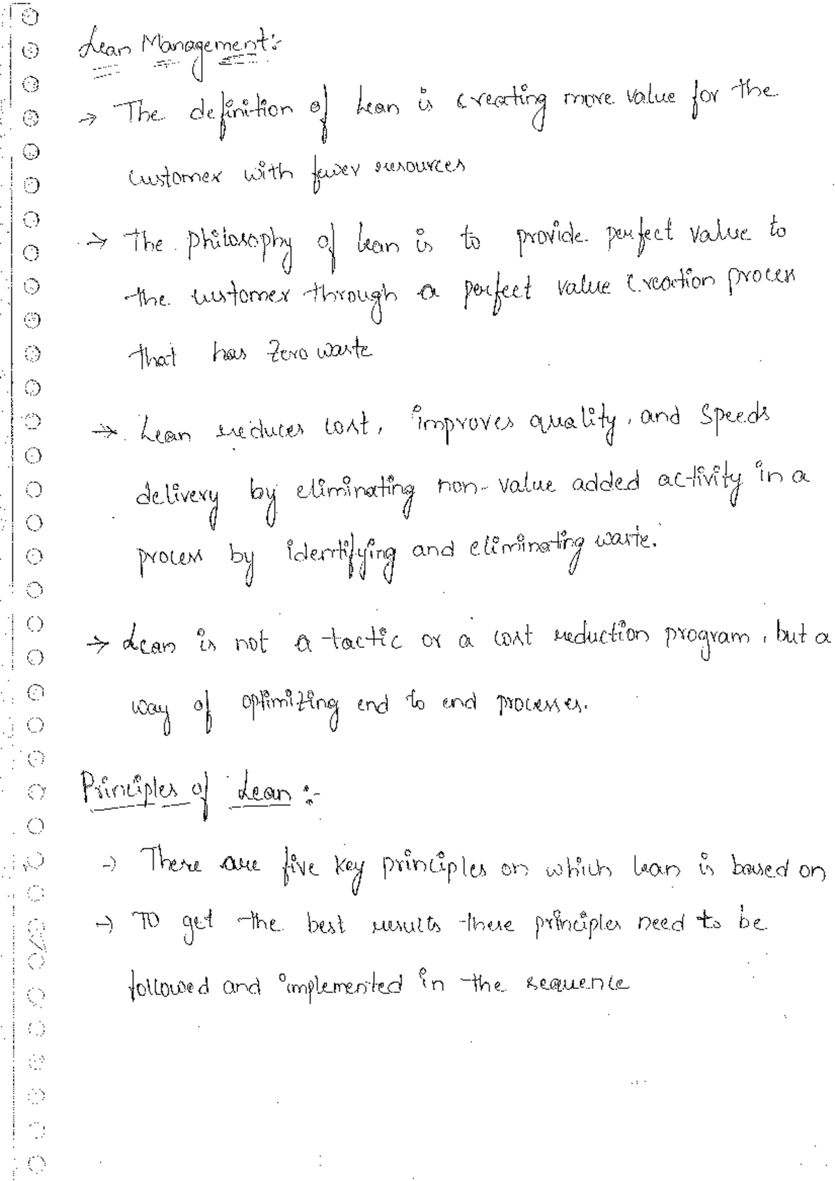Lean Management Self Notes - Bachelor of Science - Studocu