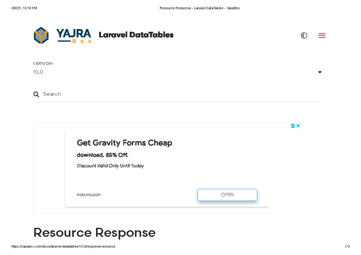 Resource Response Laravel Data Tables Yajra Box 2 6 23 10 18 PM 