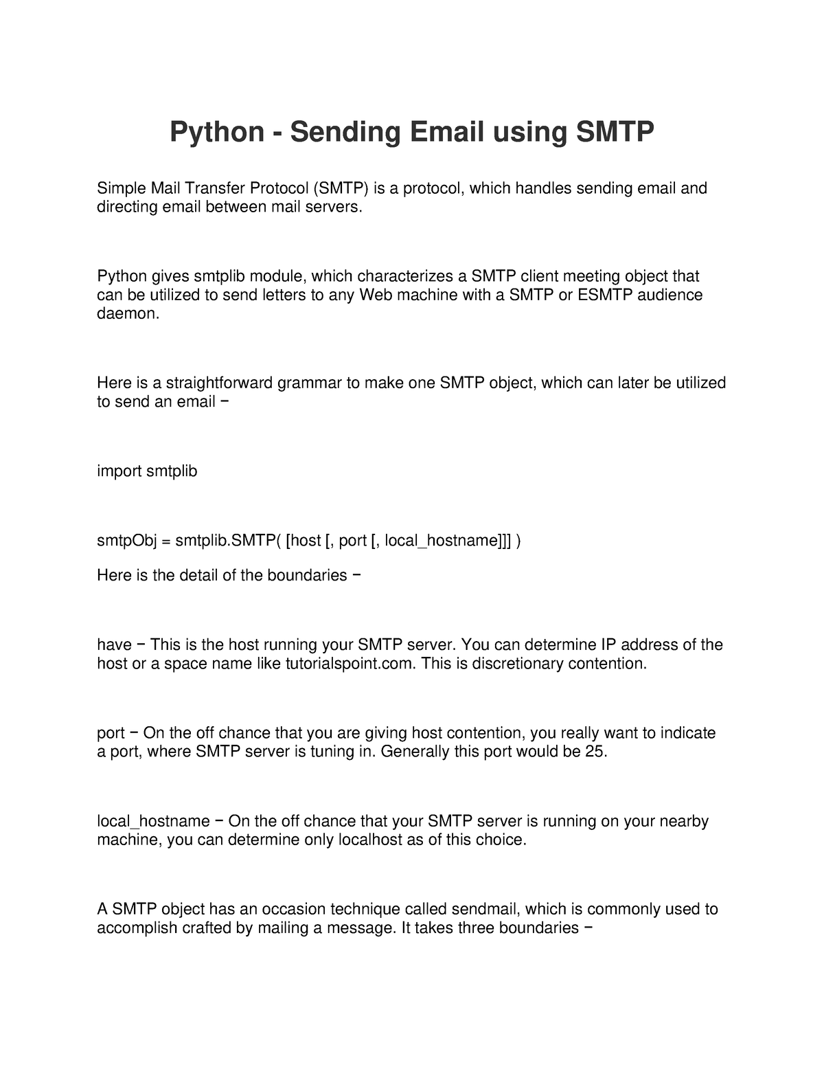 Sending Email Using SMTP IN Python - Python - Sending Email Using SMTP ...