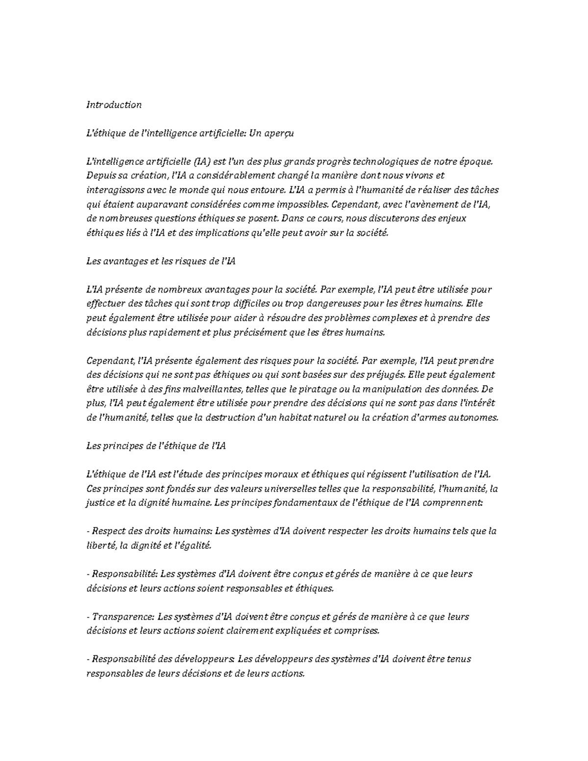 The Ethics of Artificial Intelligence;;;;;;;;; Notes de cours ...