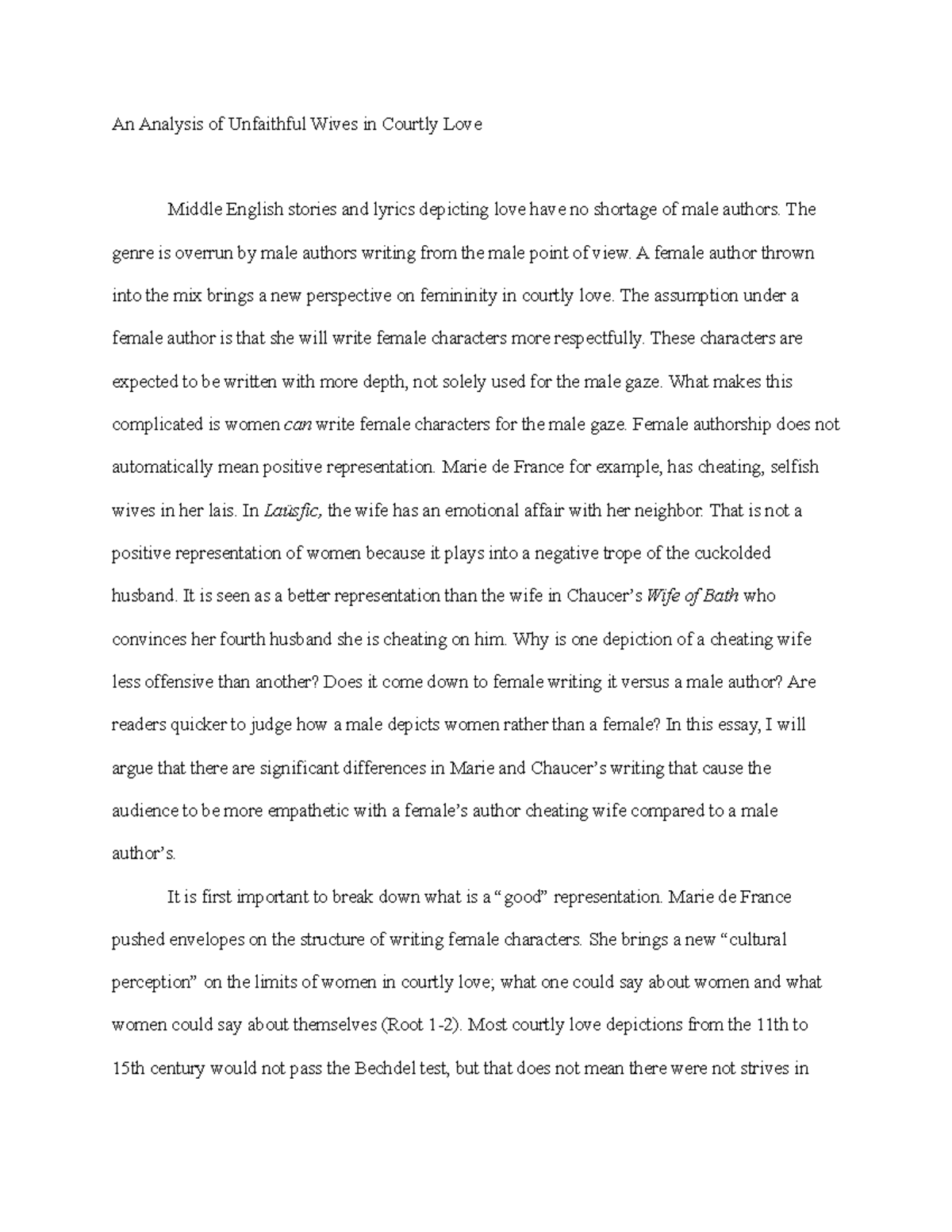 An Analysis of Unfaithful Wives in Courtly Love The genre is overrun