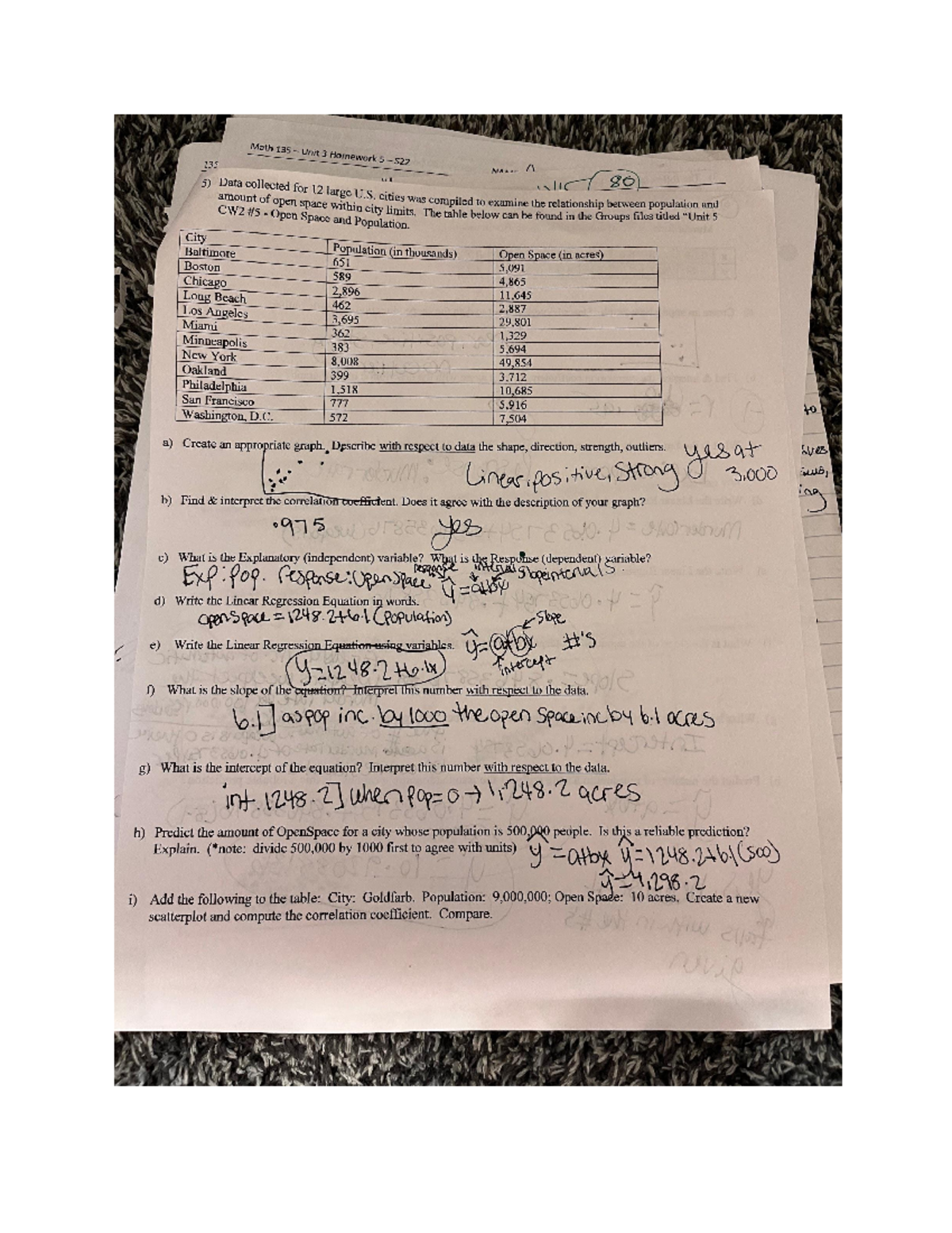 Linear regression 2 - MATH 135 - Hudson Valley CC - Studocu