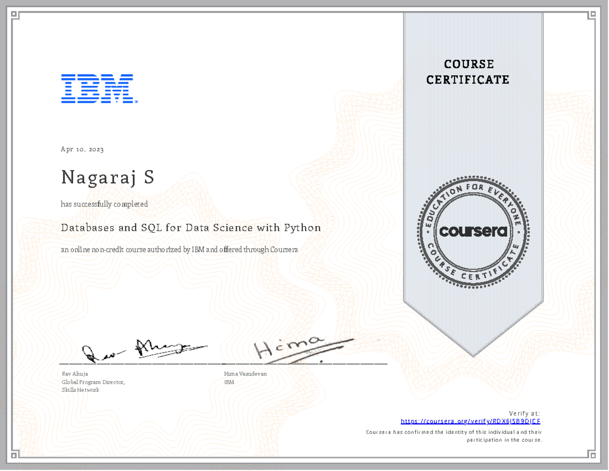 Dsa - A p r 1 0, 2 02 3 Na ga ra j S D atabases and SQL for D ata ...