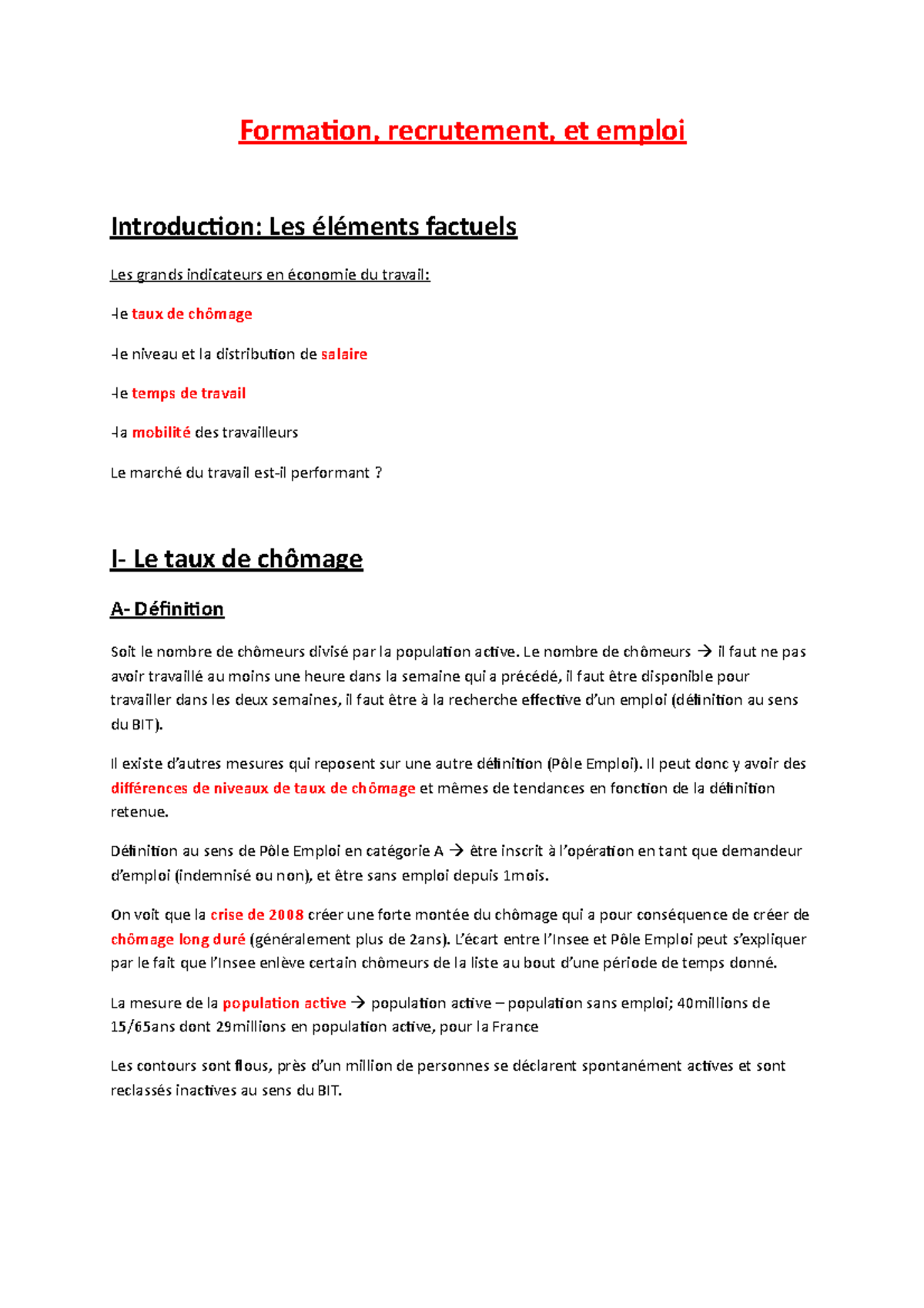 Introduction - Notes de cours FORMATION RECRUTEMENT EMPLOI - Formation ...