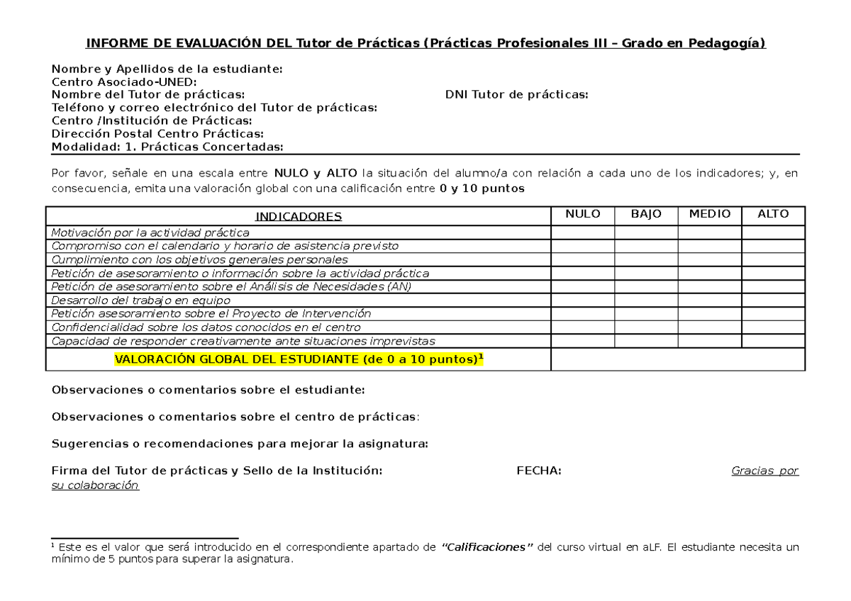 Modelo de informe del Tutor de prácticas copia 3 - INFORME DE