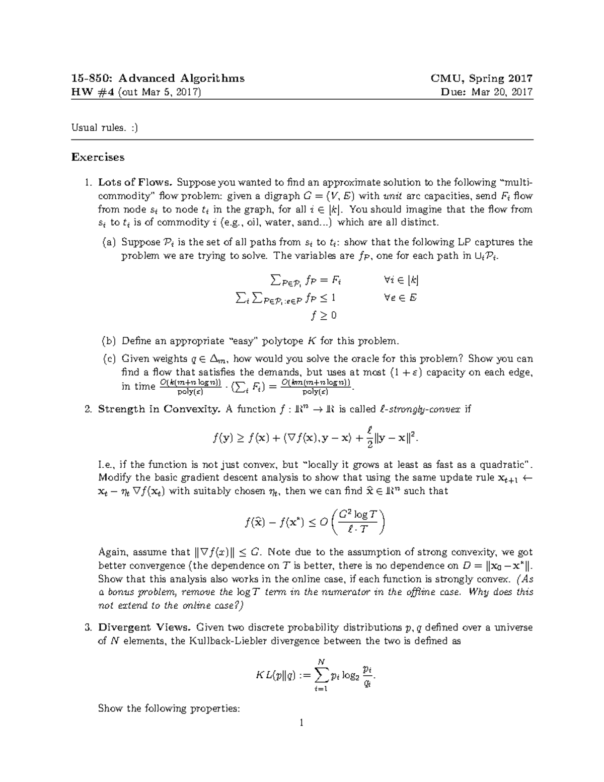 Hw4 Advanced Algorithms By Anupam Gupta Studocu