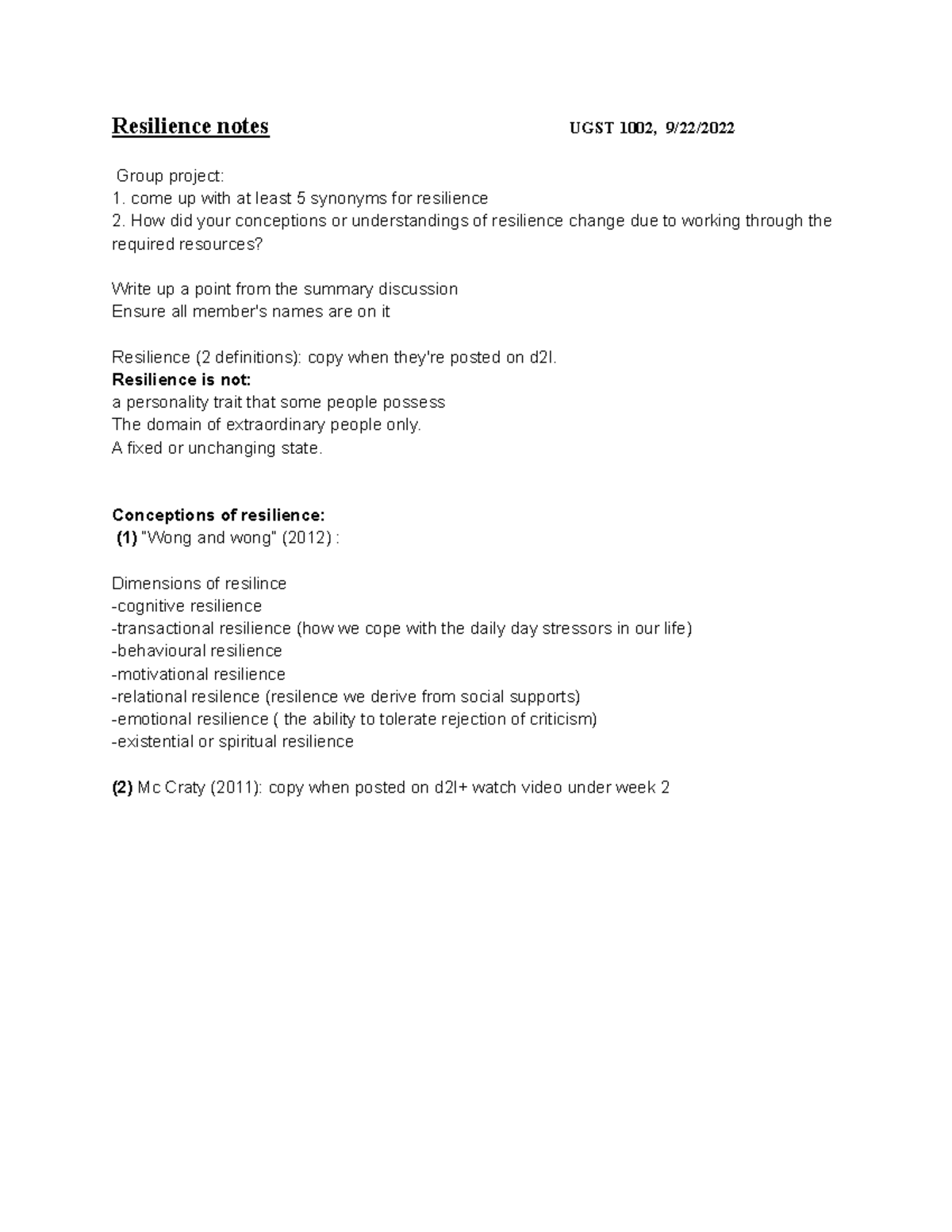 Resilience notes UGST 1002, 9 22 2022 - Resilience notes UGST 1002, 9 ...