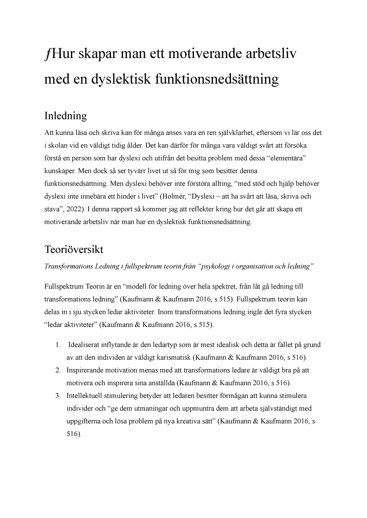 Individuell Rapport - ƒHur Skapar Man Ett Motiverande Arbetsliv Med En ...