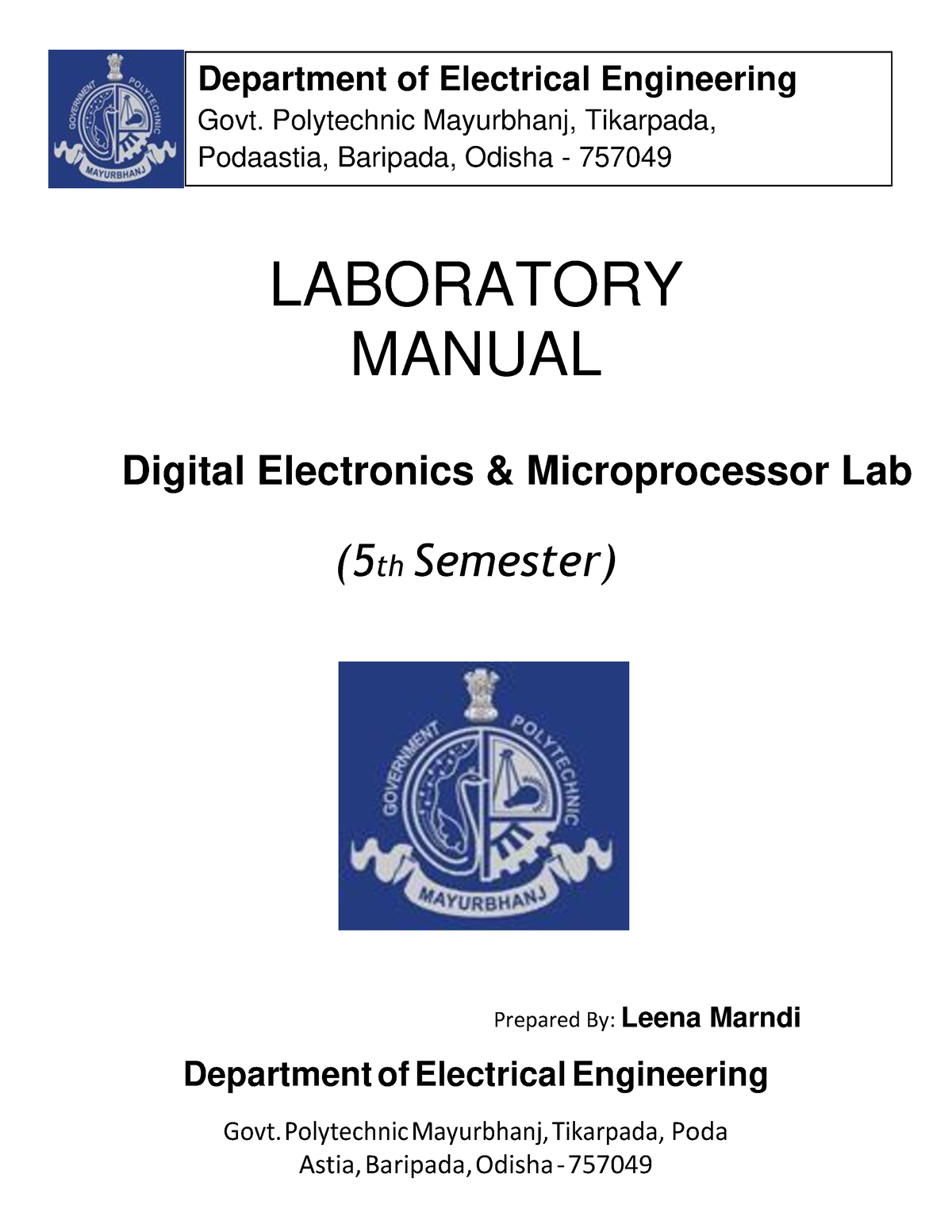 Digital Microprocessor Lab Manual 5th Sem - LABORATORY MANUAL Digital ...